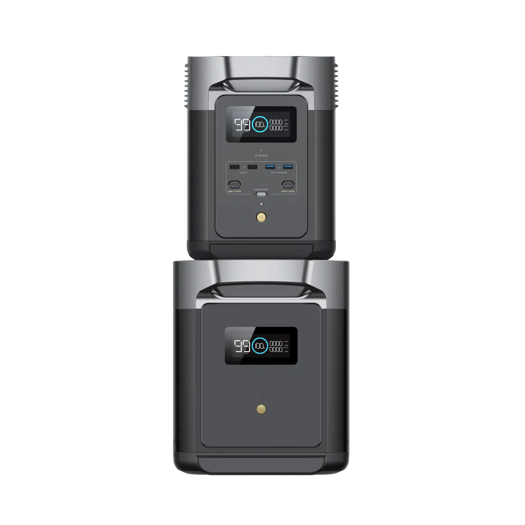 EcoFlow DELTA 2 + DELTA Max Smart Extra Battery Stacked Front View