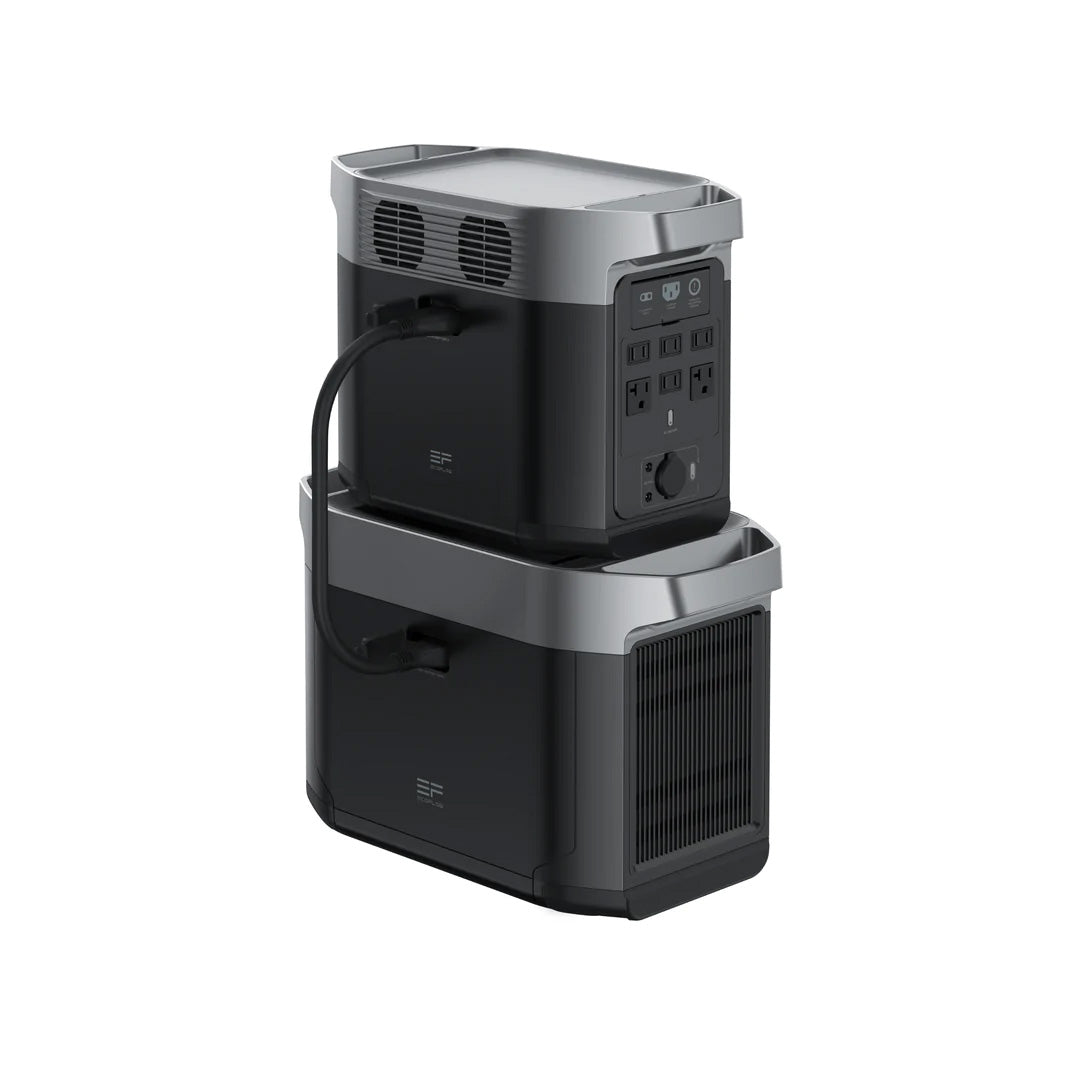 EcoFlow DELTA 2 + DELTA Max Smart Extra Battery Stacked Rear View