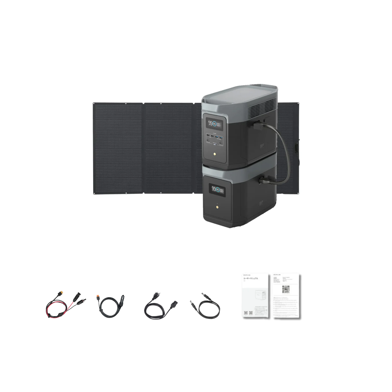 EcoFlow DELTA 2 Max Portable Power Station + 1 x DELTA 2 Max Smart Extra Battery + 1 x 400W Portable Solar Panel Inclusions