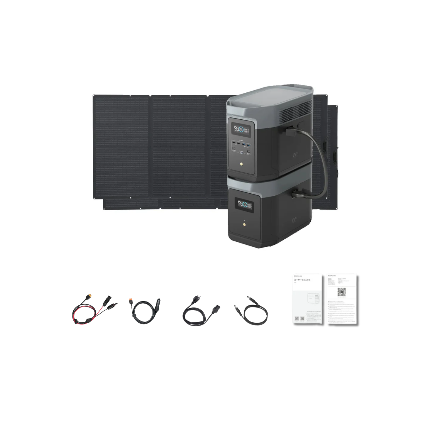 EcoFlow DELTA 2 Max Portable Power Station + 1 x DELTA 2 Max Smart Extra Battery + 2 x 400W Portable Solar Panel Inclusions