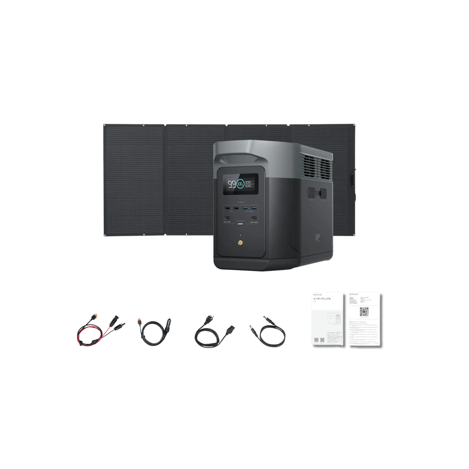 EcoFlow DELTA 2 Max Portable Power Station + 1x 400W Portable Solar Panel Inclusions