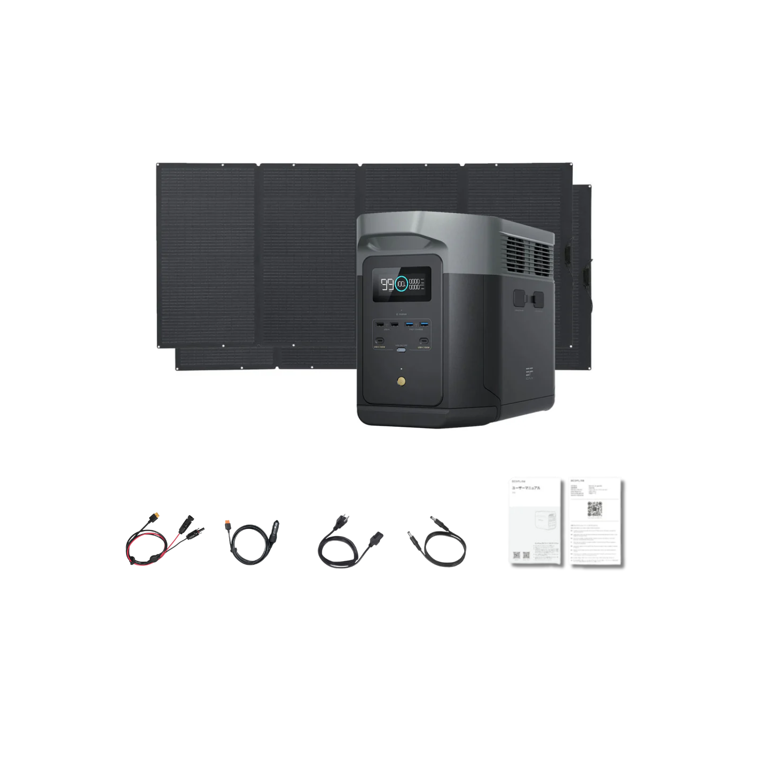 EcoFlow DELTA 2 Max Portable Power Station + 2x 400W Portable Solar Panel Inclusions