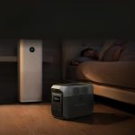 EcoFlow DELTA 3 1500 Portable Power Station connected to a portable air conditioner, delivering efficient power for cooling on the go