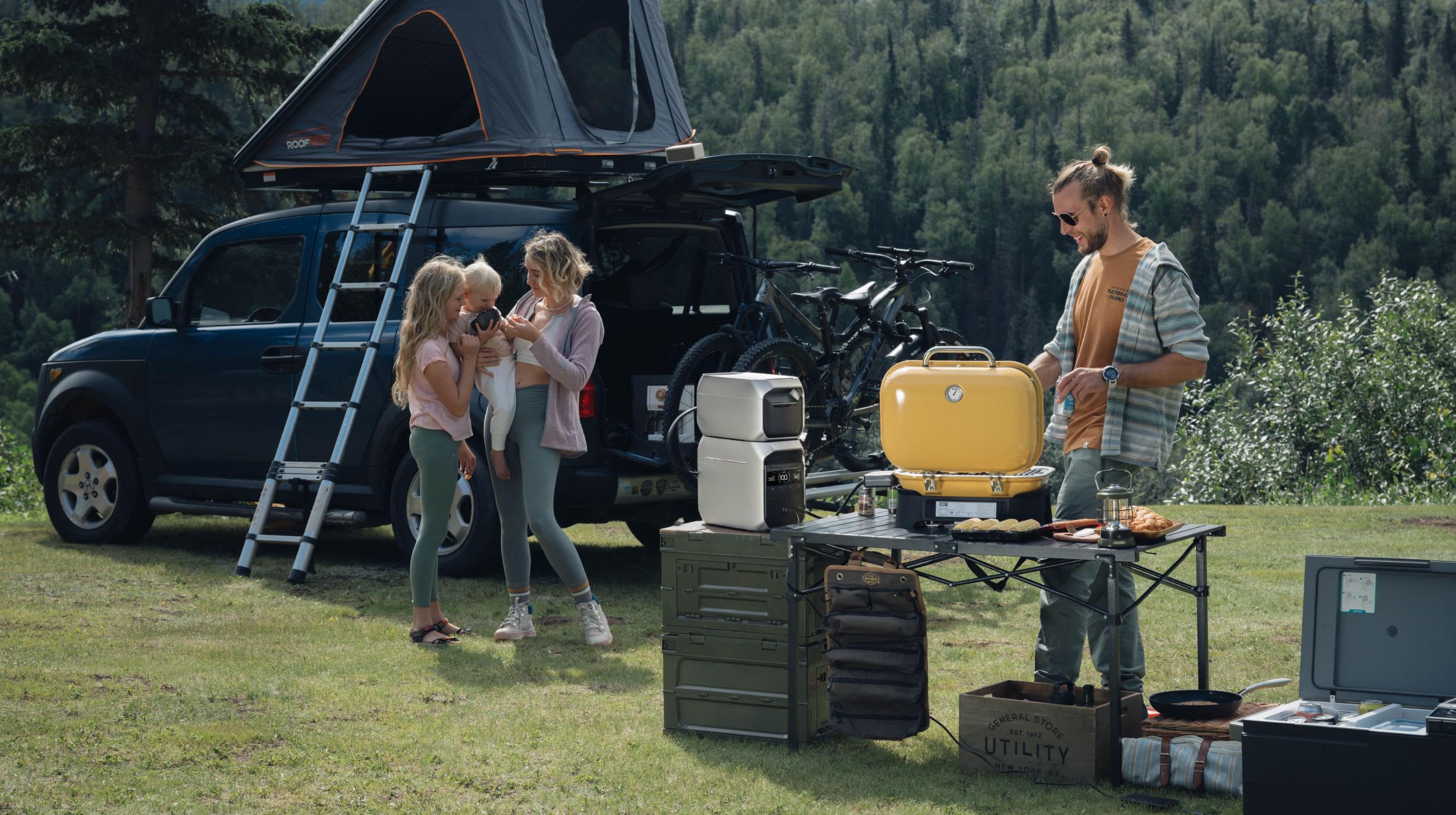 EcoFlow DELTA 3 Plus Portable Power Station Running A Grill On A Camping Trip