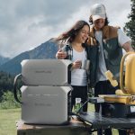 EcoFlow DELTA 3 Plus Portable Power Station beside Electric BBQ Grill with 2 persons
