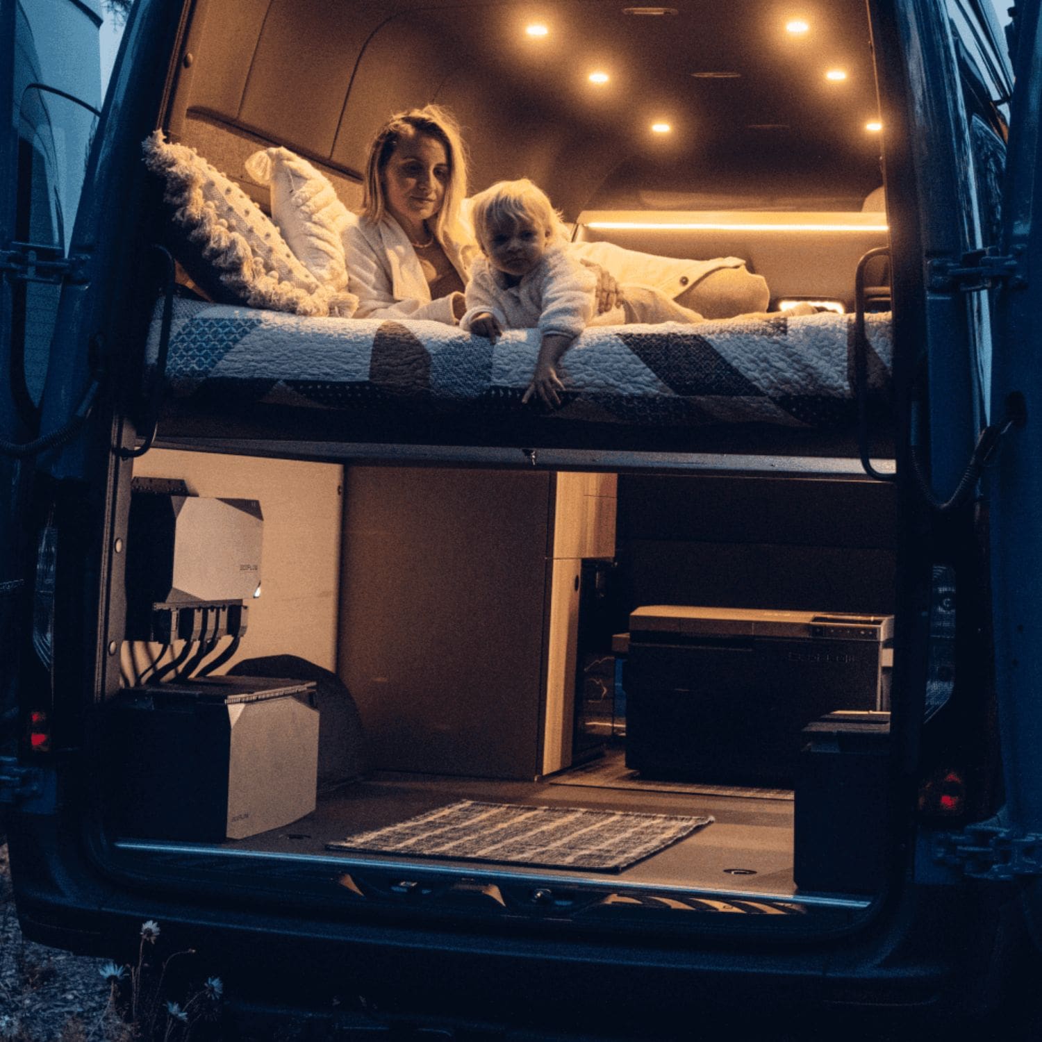EcoFlow Power Kits 5kVA 48V Power System at the back of the camping car