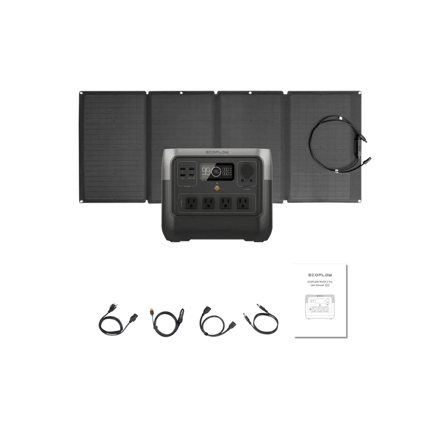 EcoFlow RIVER 2 Pro Portable Power Station + 1 x 160W Portable Solar Panel Inclusions