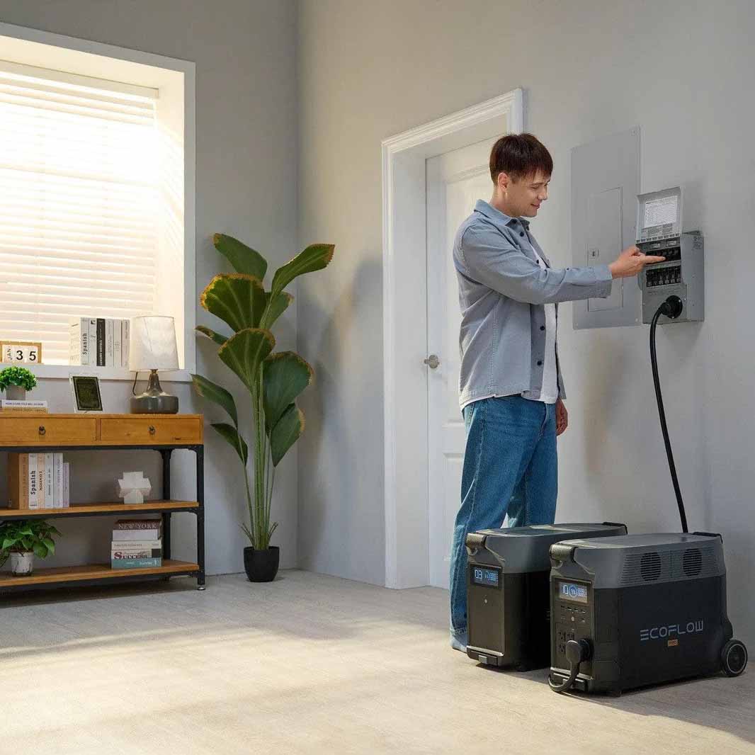 EcoFlow Home Backup Kit Transfer Switch Inside A Home